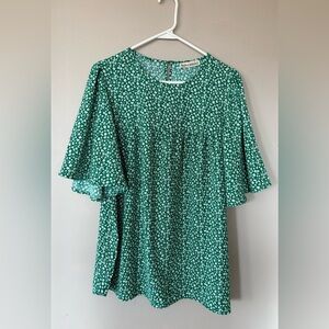 Green Floral Blouse